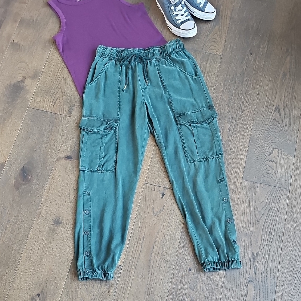 Young Fabulous & Broke Tencel Cargo Pants Forest Green Utility Anthropologie
